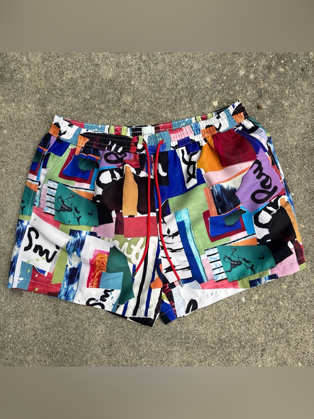 Paul Smith Swim Shorts XL Pattern Nylon Swim Trunks Multicolor Italy Collage